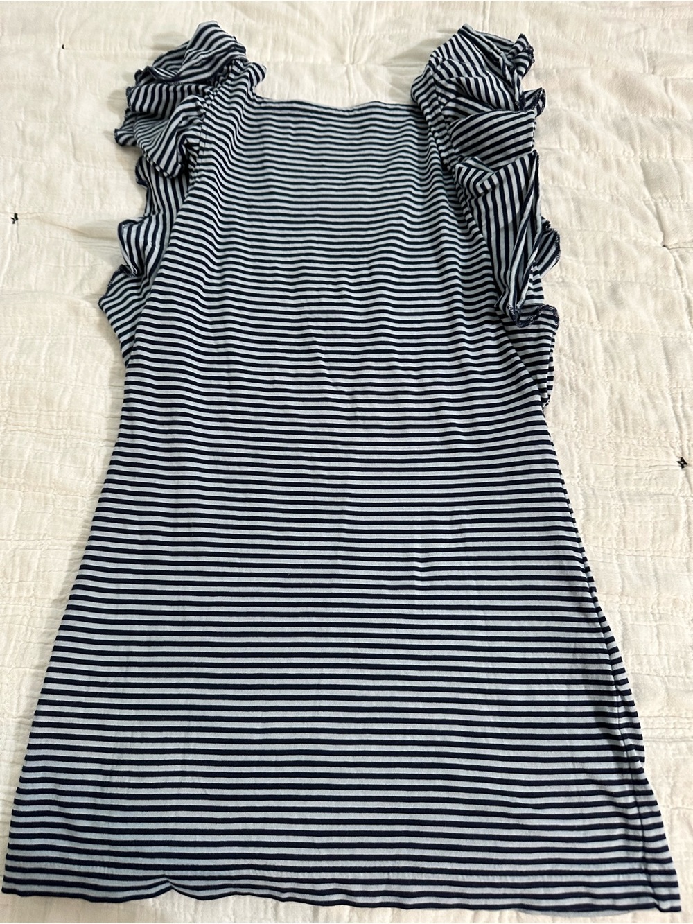 Ralph Lauren Navy & White Striped Ruffle-Sleeve Mini Dress